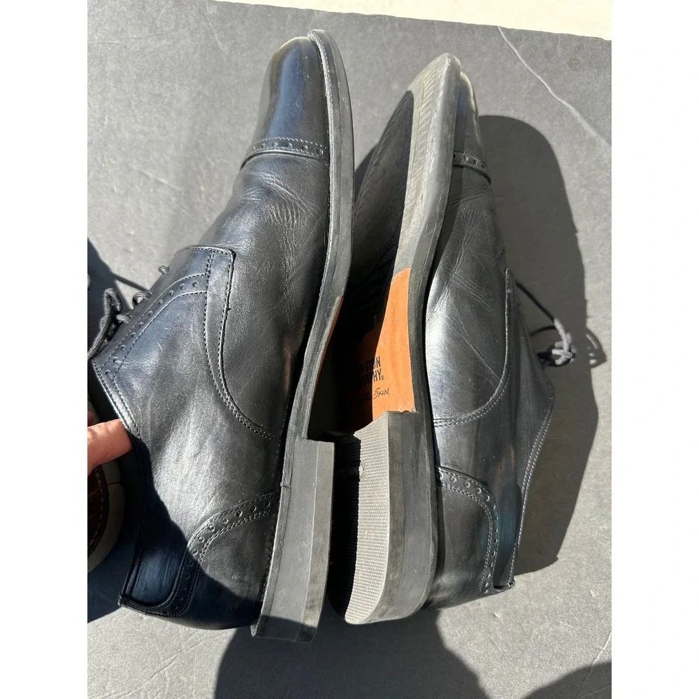 Johnston & Murphy Signature Series‎ Mens Black Leather Cap Toe Oxford Shoes 10.5